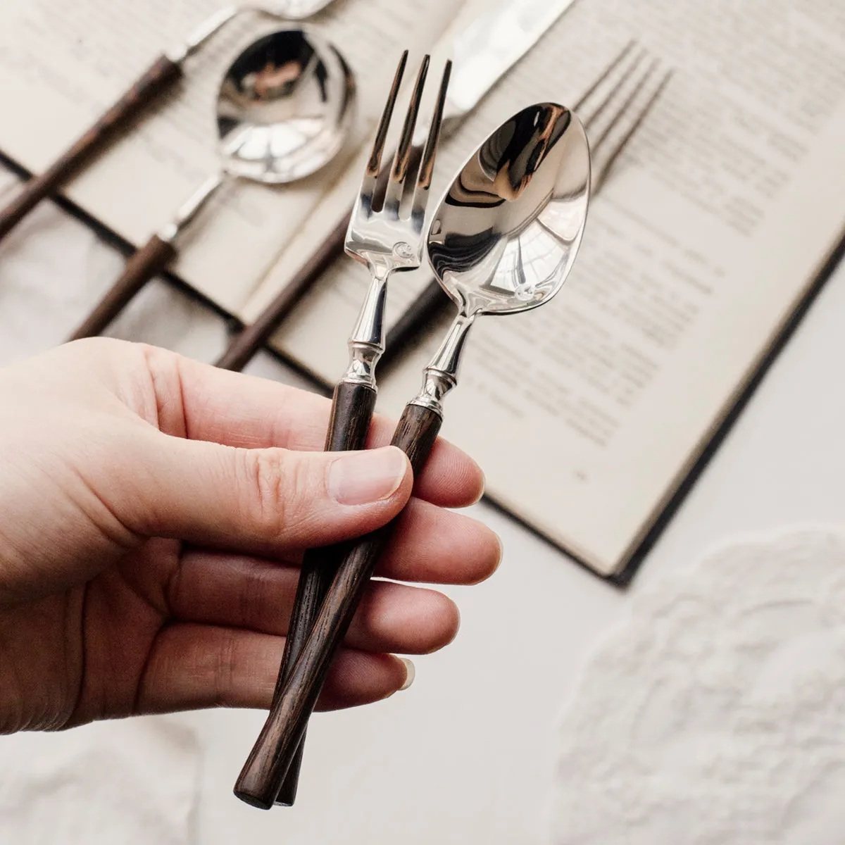 Wooden Handle Cutlery Set